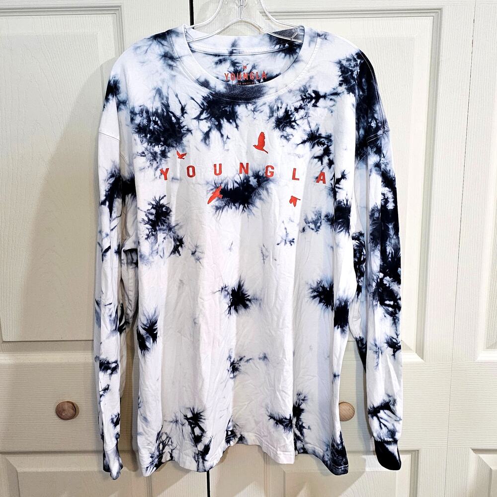 YoungLA Mens Long Sleeve Tie-Dye Streetwear Graphic Crewneck Medium